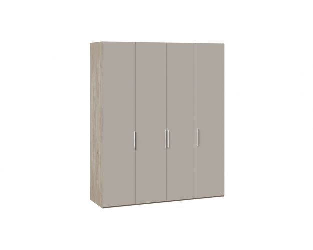 Шкаф для одежды с 4 глухими дверями «Эмбер» Баттл Рок/Серый глянец