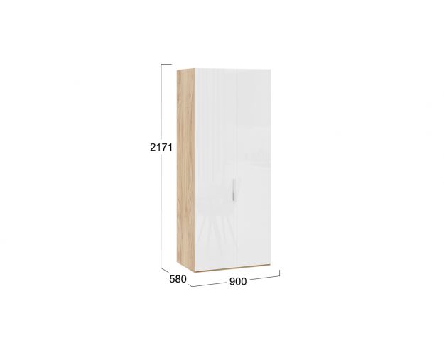 Шкаф для одежды с 2 глухими дверями «Эмбер» Яблоня Беллуно/Белый глянец