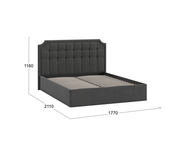 Двуспальная кровать без ПМ «Анабель» Велюр/Графит 1600