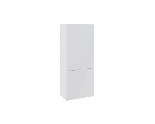 Шкаф для одежды с 2 дверями со стеклом «Глосс» (Белый глянец/Стекло )