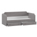 Кровать с мягкой обивкой и ящиками «Кантри» Тип 1 (900) (Велюр Светло-серый)